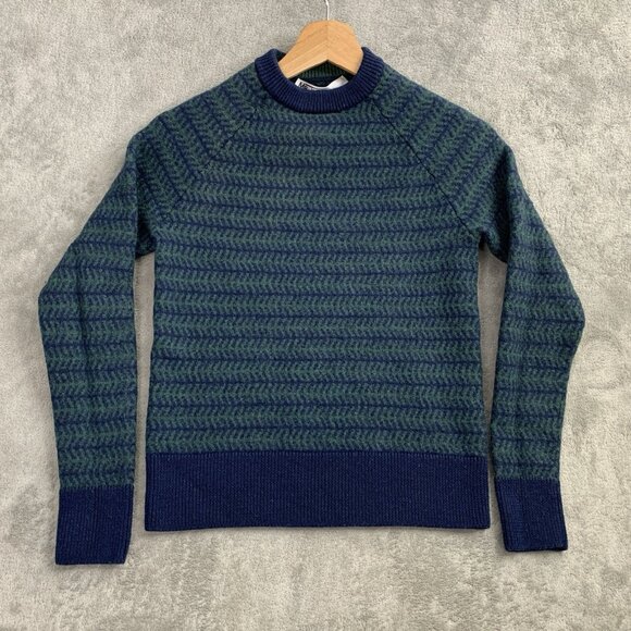 MR TURK Sweater Youth Boys Medium Crew Neck Merino Wool Pullover Striped Preppy - Picture 1 of 8